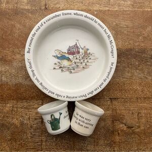 Vintage Wedgwood Peter rabbit Childs bowl and cups 3 piece